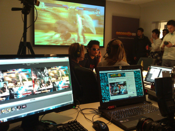 Bugs at work. Streaming at Tekken launch party in Sydney with Harada.